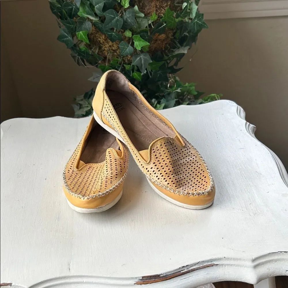 Origins Mustard Perforated Slip On Loafers